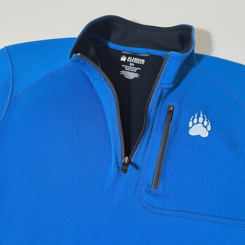 Alaskan Hardgear Pullover Mens 3XL Blue Quarter Zip Grid Fleece Chest Pocket